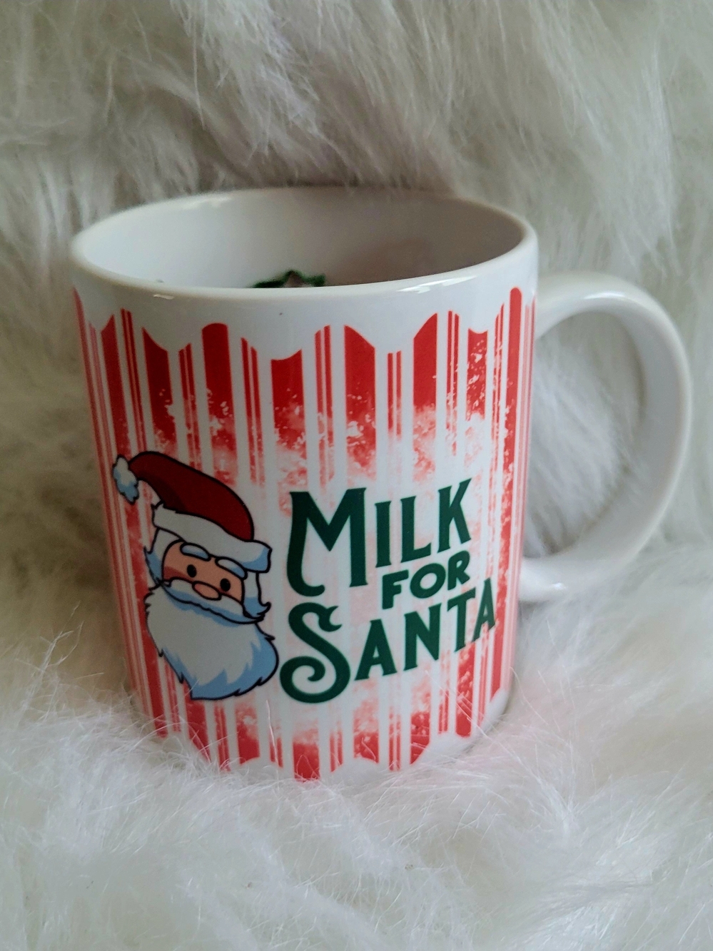 Milk for Santa Holiday Mug - White with Red and Green Design